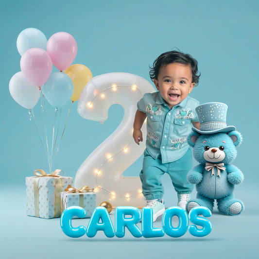 Pack Letras 3D para Photoshop – Rosa, Celeste y Plateado (PNG)